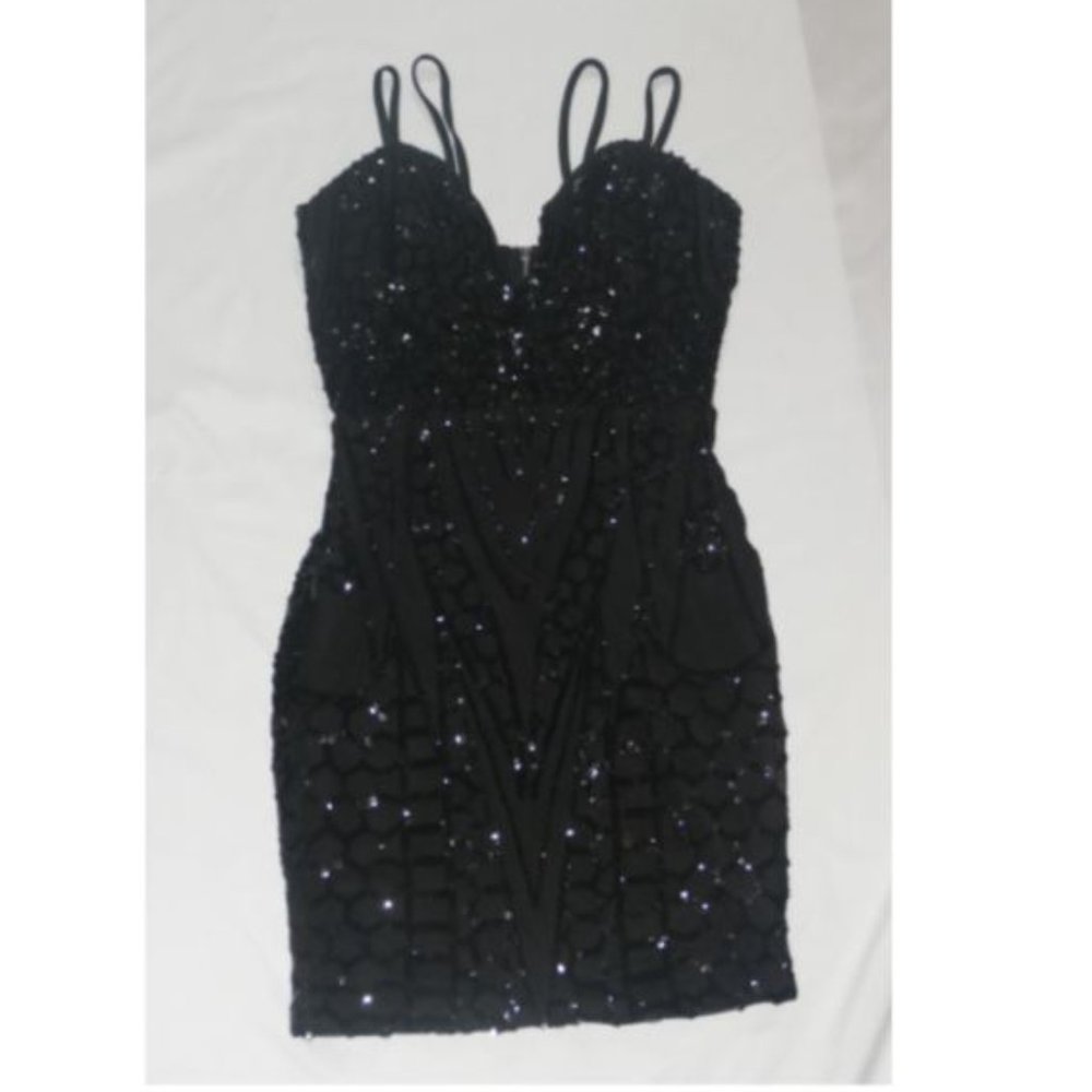 Black Sequin Mini Dress